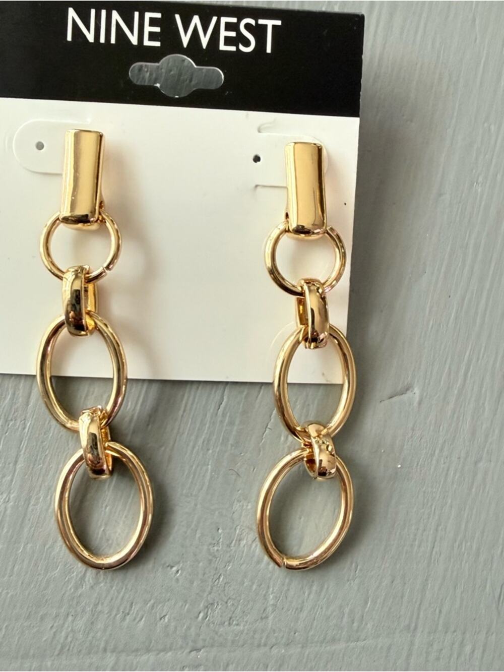 Nine West Gold Chainlink Dangle Earrings NEW